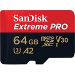 SanDisk Extreme Pro microSD 64GB+SD Adpt 170MB/s A2 V30 UHS-I U3 — 18.5€ Photo Emporiki